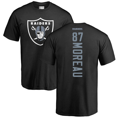 Men Oakland Raiders Black Foster Moreau Backer NFL Football #87 T Shirt
